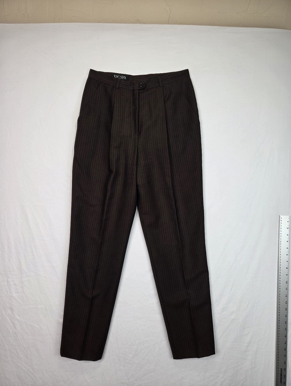 Escada‎ Margaretha Ley Pinstripe Dress Pants Size US 8 EU 40 Brown Classic